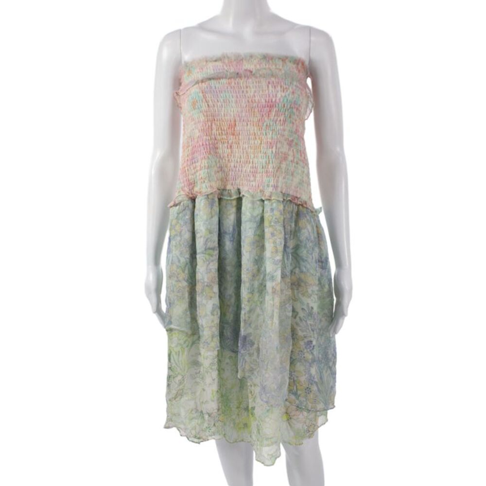 Love Shack Fancy Women Pink Floral Square Neck Sleeveless Sundress Size XS
